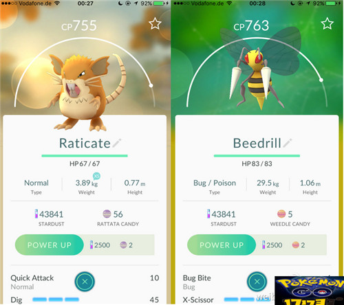 Pokemon Go精靈寶可夢Go新手精靈對比分析
